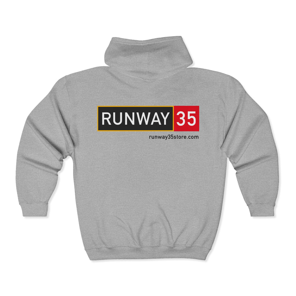 Unisex Full Zip Hooded Sweatshirt “Runway35” Logo