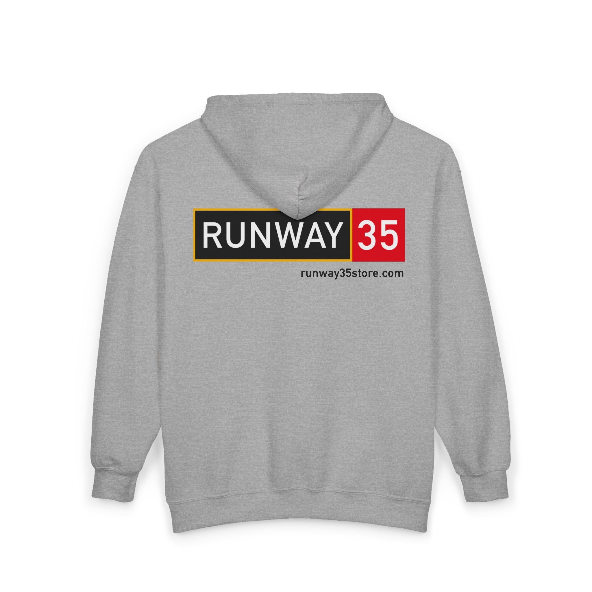 Unisex Full Zip Hooded Sweatshirt “Runway35” Logo